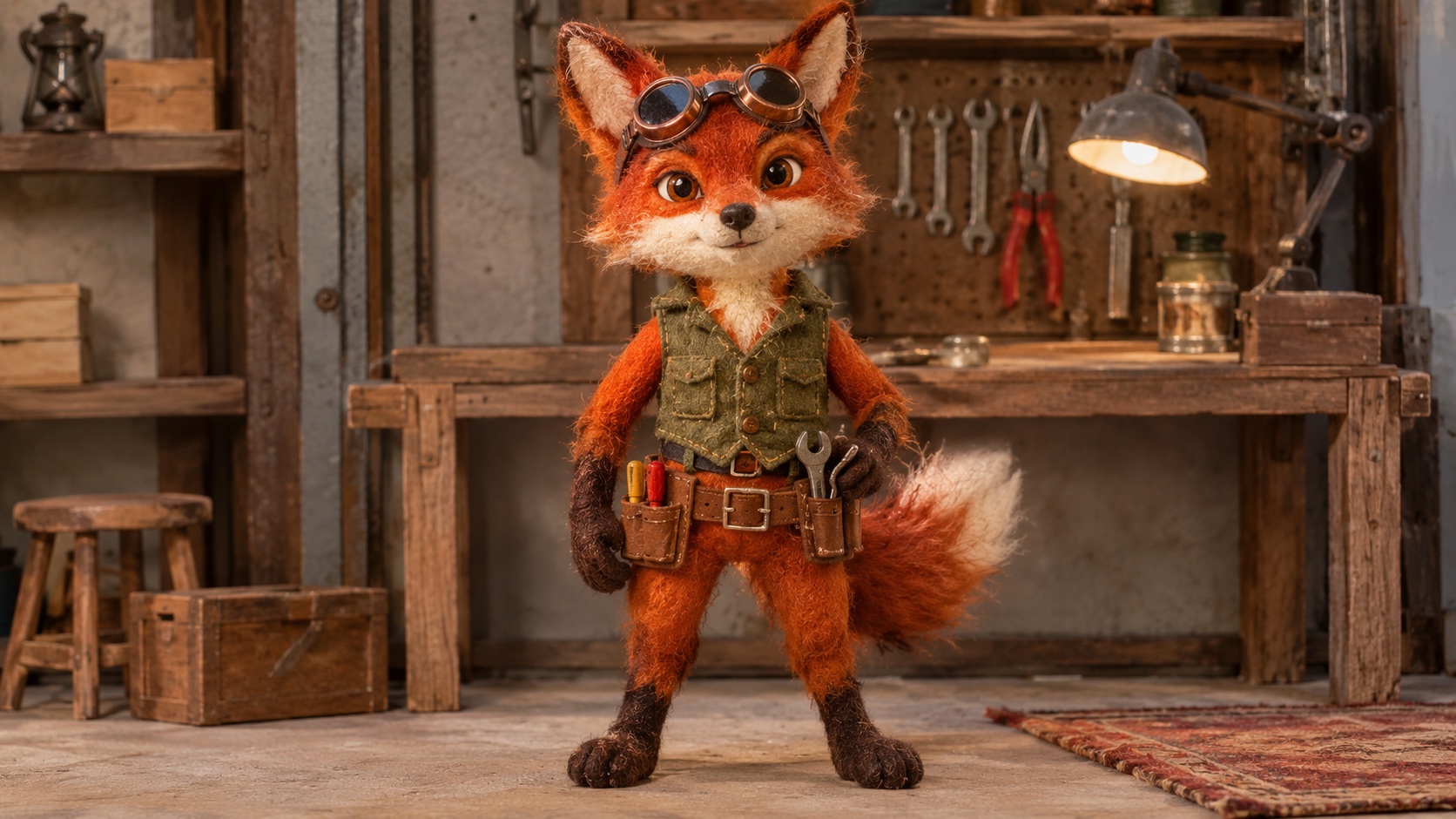Image 1: a standalone red fox mechanic character